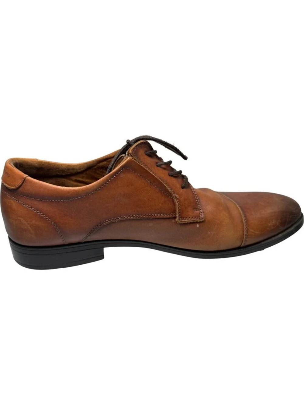 Aldo Flex Cap Toe Oxford Cognac Brown Leather Dress Shoes Mens Size 12 Lace Up